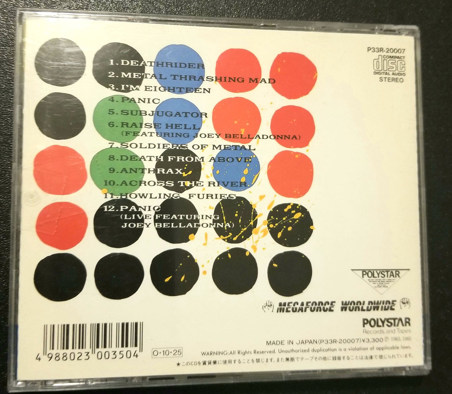 ANTHRAX FISTFUL OF ANTHRAX 1985 JAPAN PRESSING CD NO OBI